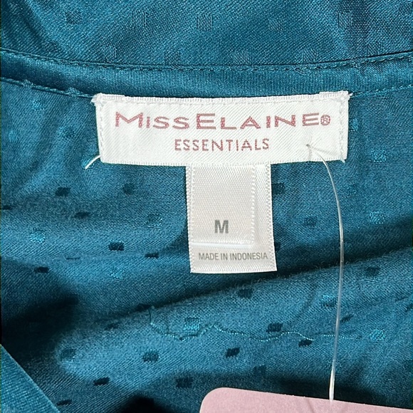 NWT Miss Elaine Essentials Teal Sleep Lounge Button Down Top Size M - Picture 9 of 10